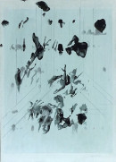 ´Wandern im Faden, Haiku III.6`, 02012022-032024, pigments, acrylic, encre du chine, pencil on paper, 33,9 x 24,2 cm